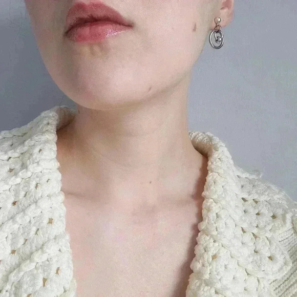 Silver chainmaille double hoop earrings - Picture 4 of 8